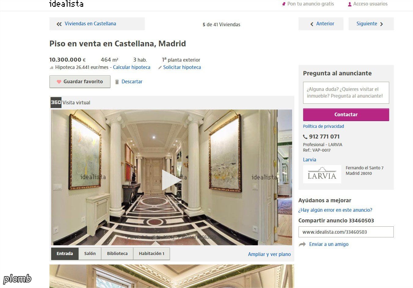 Piso en venta en Castellana, Madrid - Google Chrome