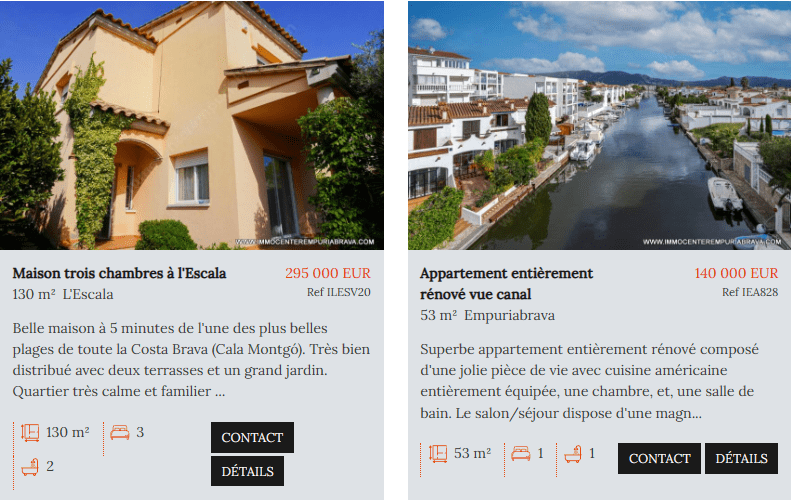 Exemple de biens à vendre chez Immo Center Empuriabrava